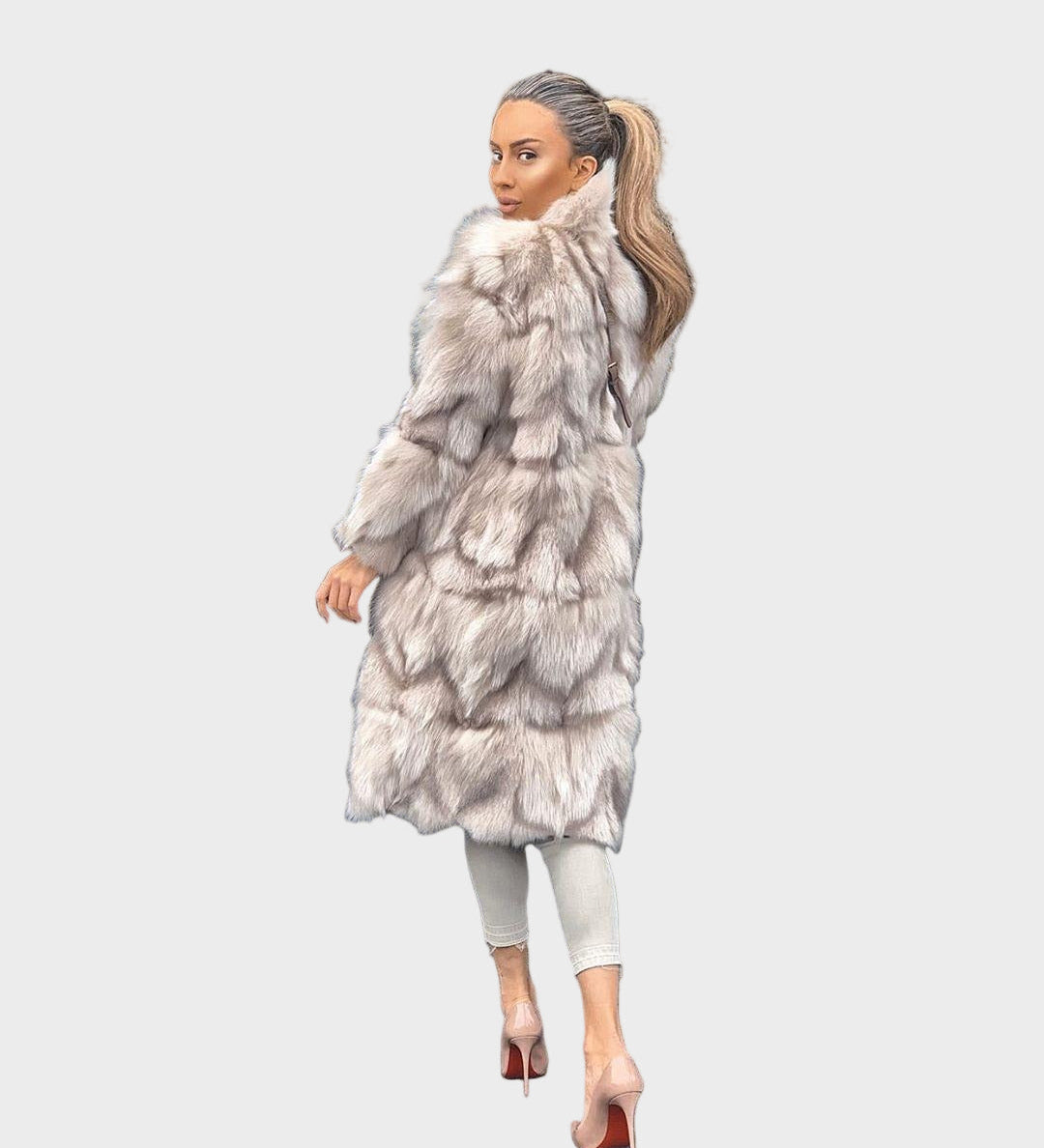 Dawn - Longline faux fur coat in fox