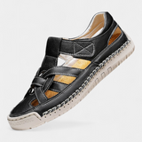 Ergonomic Kaia synthetic leather sandals cut at the side