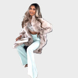 Dawn - Longline faux fur coat in fox