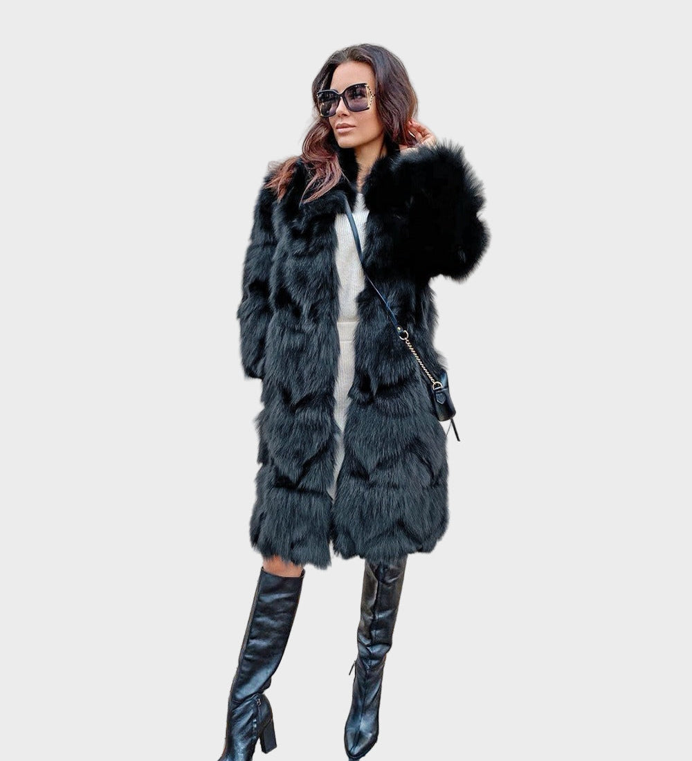 Dawn - Longline faux fur coat in fox