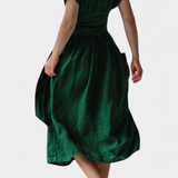 Cressida Cotton V-Neck Dress with Adjustable Waist