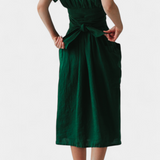 Cressida Cotton V-Neck Dress with Adjustable Waist