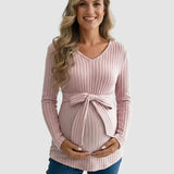 Gloria - Canelado Maternity Top com Laço na Cintura (Tie-Waist Ribbed Maternity Top) --- **Gostaria que traduzisse também a descrição do produto ou que adicionasse palavras-chave para SEO?**