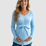 Gloria - Canelado Maternity Top com Laço na Cintura (Tie-Waist Ribbed Maternity Top) --- **Gostaria que traduzisse também a descrição do produto ou que adicionasse palavras-chave para SEO?**