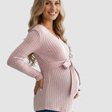 Gloria - Canelado Maternity Top com Laço na Cintura (Tie-Waist Ribbed Maternity Top) --- **Gostaria que traduzisse também a descrição do produto ou que adicionasse palavras-chave para SEO?**