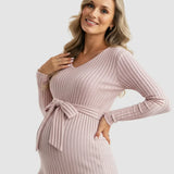 Gloria - Canelado Maternity Top com Laço na Cintura (Tie-Waist Ribbed Maternity Top) --- **Gostaria que traduzisse também a descrição do produto ou que adicionasse palavras-chave para SEO?**