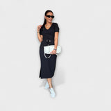 Danielle - Top e saia elegantes com decote