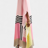 Elenora Kaftan with Geometric Pattern, Loose Fit, and Butterfly Mesh Fabric
