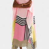 Elenora Kaftan with Geometric Pattern, Loose Fit, and Butterfly Mesh Fabric