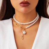 Colar de pérolas vintage com design de vários níveis