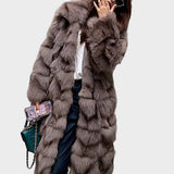 Dawn - Longline faux fur coat in fox