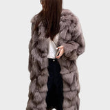 Dawn - Longline faux fur coat in fox