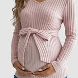 Gloria - Canelado Maternity Top com Laço na Cintura (Tie-Waist Ribbed Maternity Top) --- **Gostaria que traduzisse também a descrição do produto ou que adicionasse palavras-chave para SEO?**