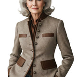 Clarine – Classic Stand-Collar Button Blazer Coat